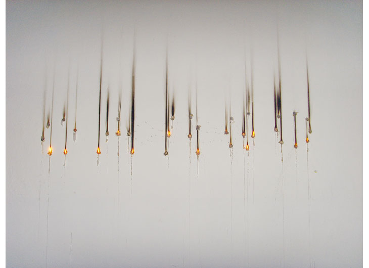»Cargo«, marks by candles on wall and ground, variable size, 2009