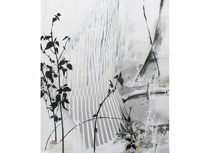 »Frost #1«, Öl, Bleistift, Aluminiumspray auf Holz, 162 x 195 cm, 2008